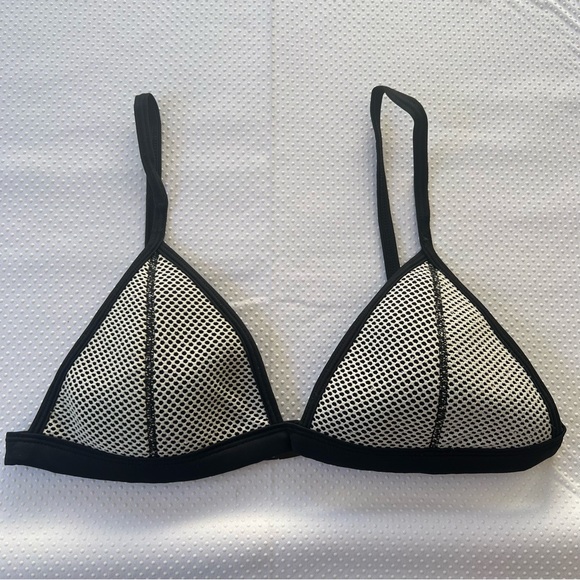 Triangl Swimwear Black Neoprene & Mesh Bikini Top M - Picture 2 of 5